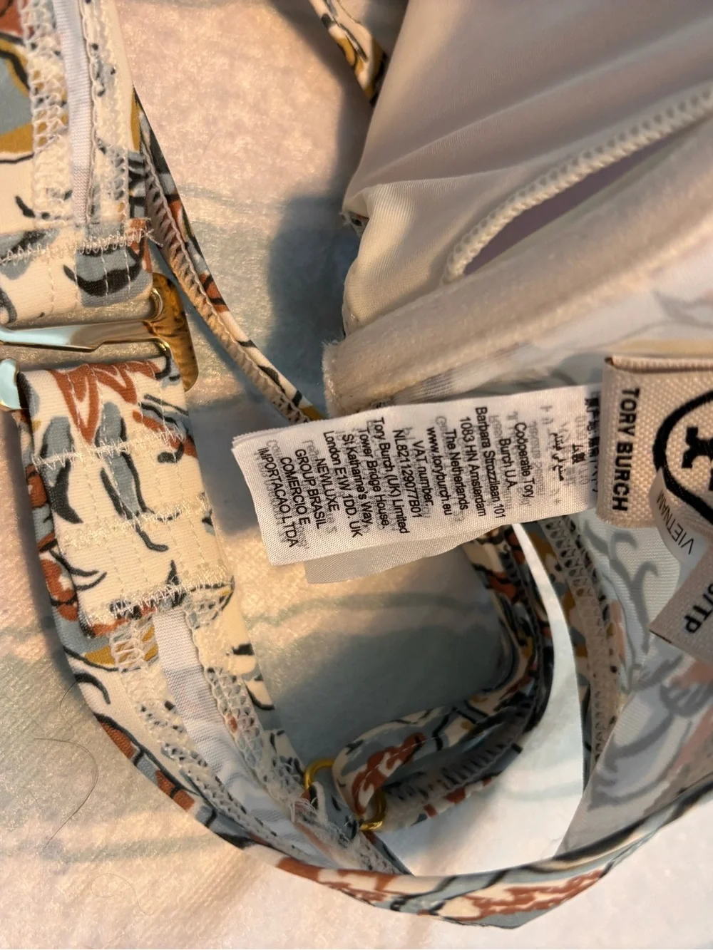 Tory Burch Cream Bikini with Rust and Blue Floral Print